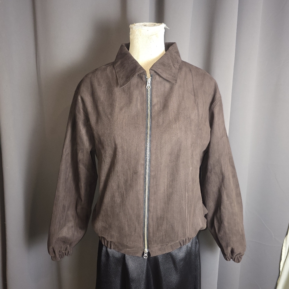 FOTNERS Mens Brown Single Texture Zip Jacket Quilted Lined Size M New